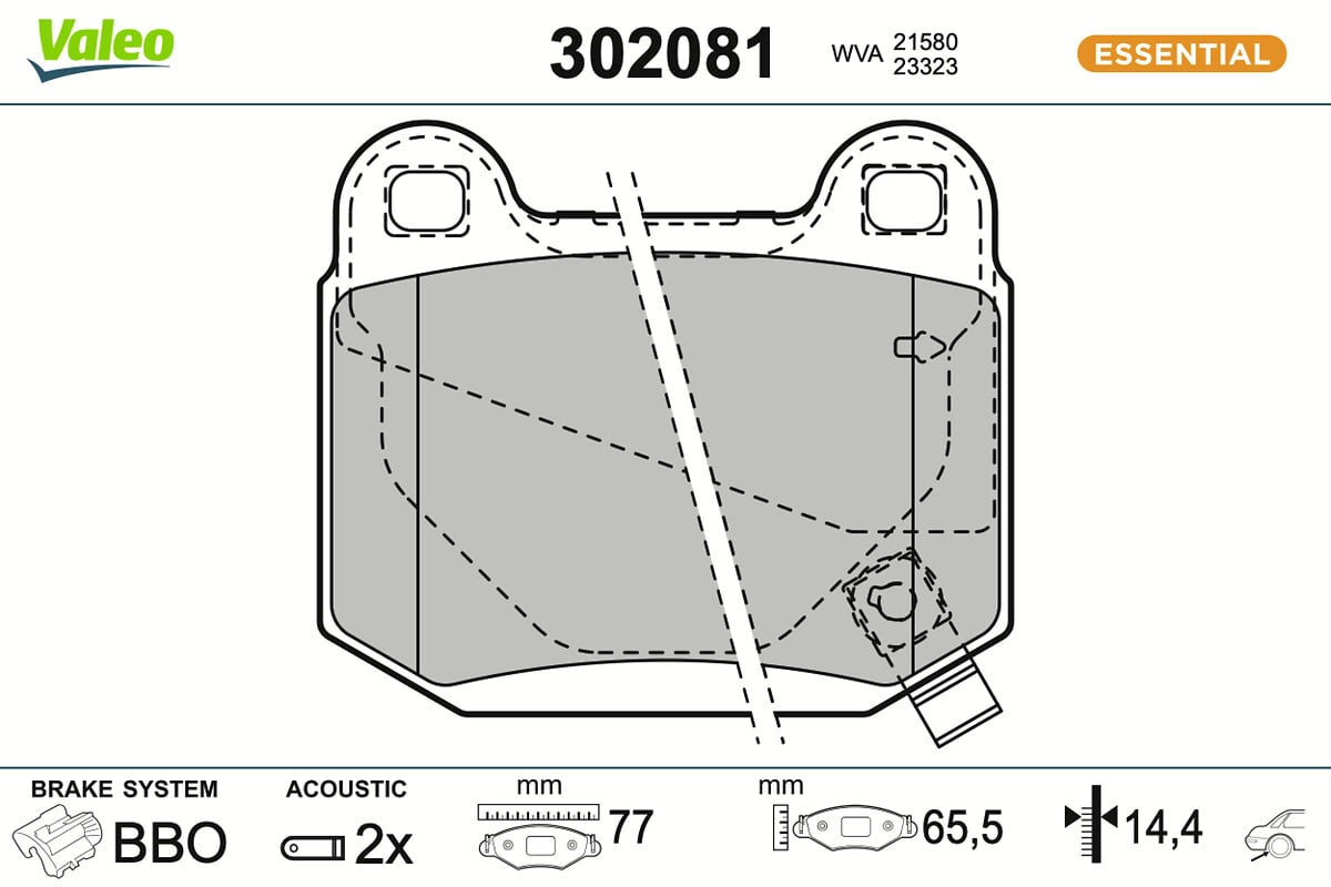 Jeu de 4 plaquettes de frein VALEO ref. 302081